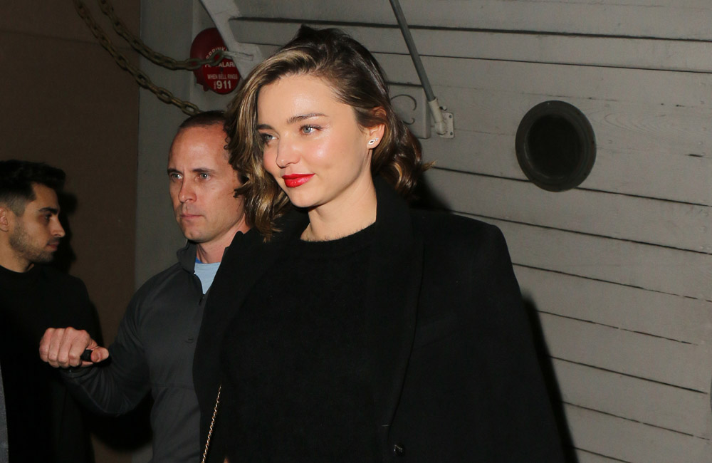 160314, Miranda Kerr and Fiance Evan Spiegel attend a Christmas Dinner Party at 'Giorgio Baldi' in Santa Monica. They then went to 'The Shore Bar' next door after dinner. They were surrounded by Heavily armed Body guards/security. Her Very Large Diamond engagement ring can be seen on her left hand. Los Angeles, California - Saturday December 17, 2016. Photograph: © MHD, PacificCoastNews. Los Angeles Office (PCN): +1 310.822.0419 UK Office (Photoshot): +44 (0) 20 7421 6000
