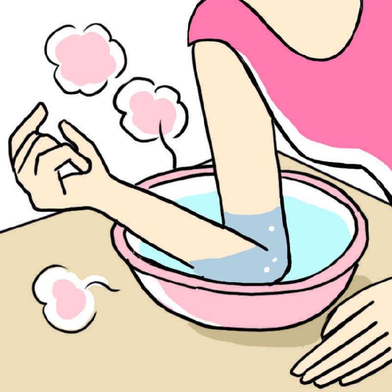 熱めの湯に片方ずつひじを浸け3分深呼吸。あるいは熱いタオルでひじを巻いてもOK