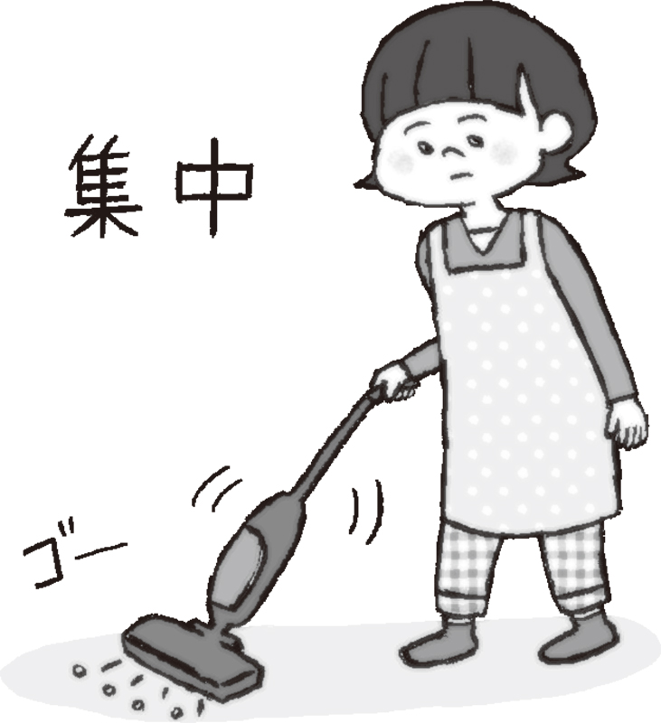 掃除機をかける女性のイラスト