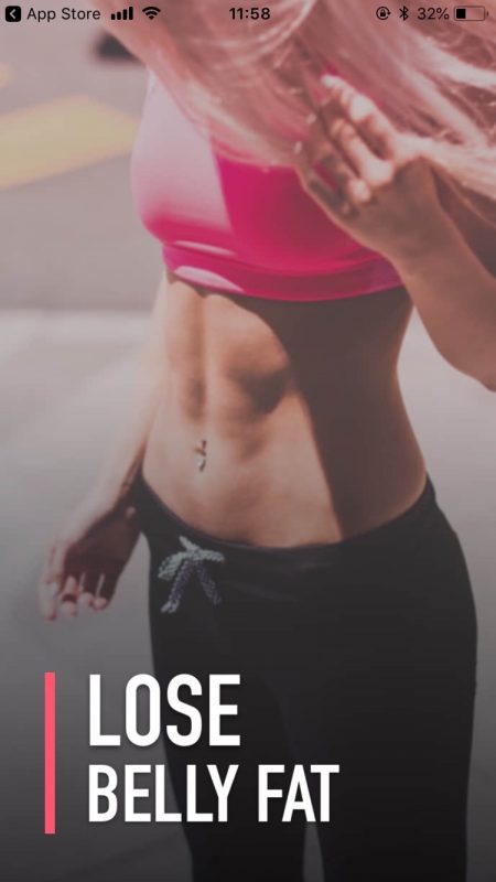 アプリ「30日でお腹の脂肪を落とす」のトップ画面