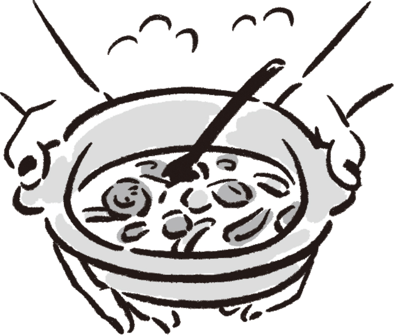スープの味付けは素材の味を生かし、塩分は控えめにするのがおすすめだ（イラスト／別府麻衣）