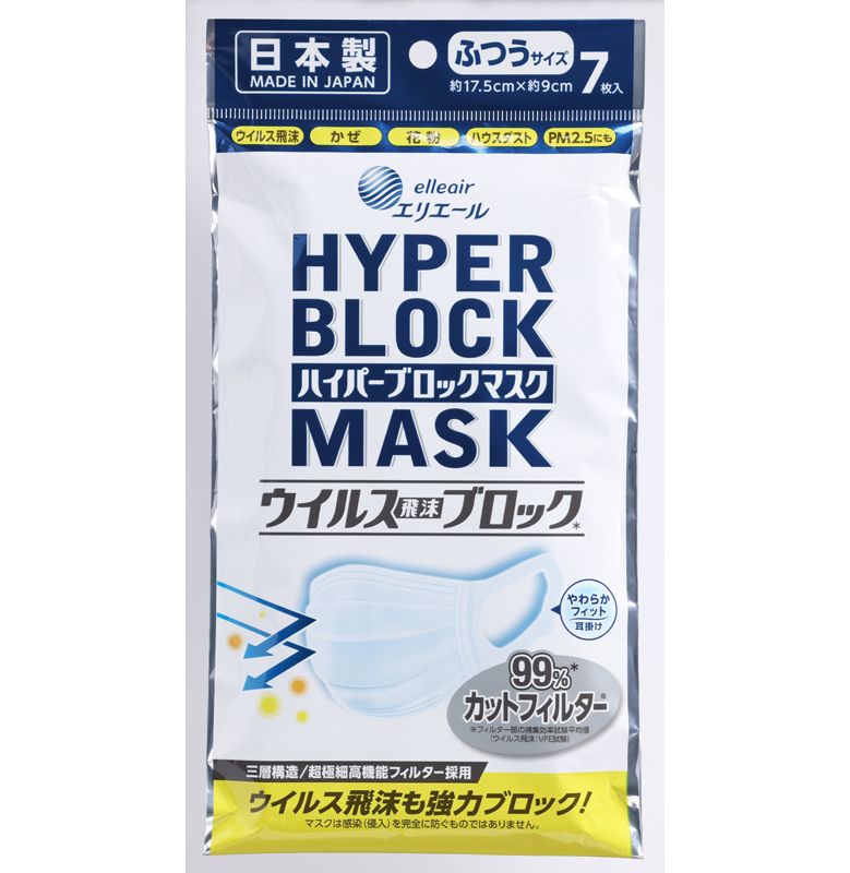 ハイパーブロックマスク ウイルス飛沫ブロックのパッケージ