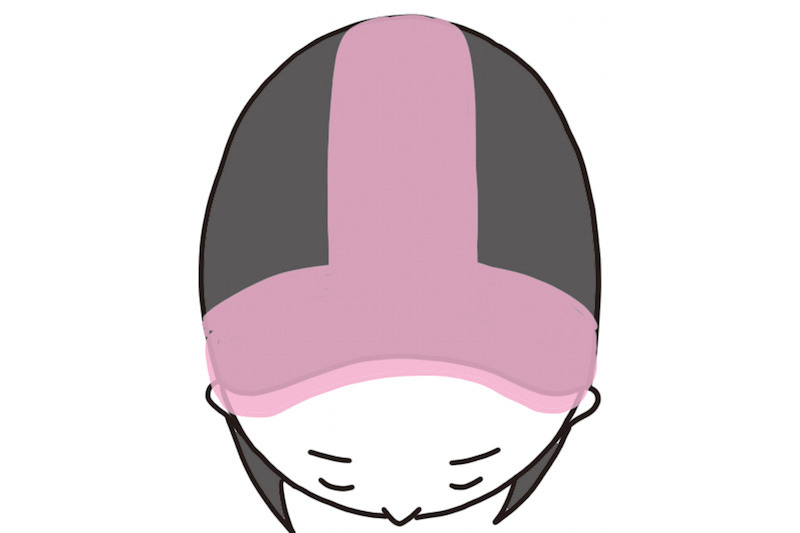 シャンプーの際に意識すべき頭皮のTゾーンを表したイラスト