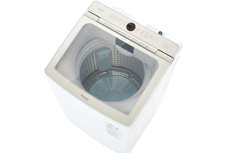 AQUA『全自動洗濯機　Prette plus　AQW-VX14M』は、縦型で、洗濯・脱水容量がともに14kgと、業界最大容量
