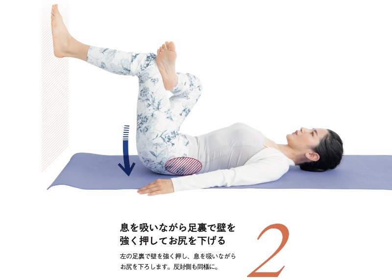 「腰痛改善体操」のやり方2（『寝たままペタ腹！股関節ほぐし』（主婦の友社）より）