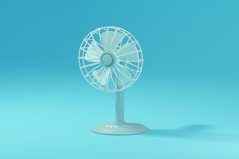 3DCGで描かれた扇風機のイラスト