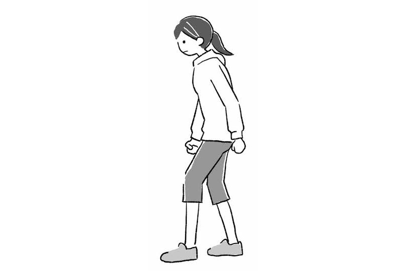 うつむいて歩く女性のイラスト