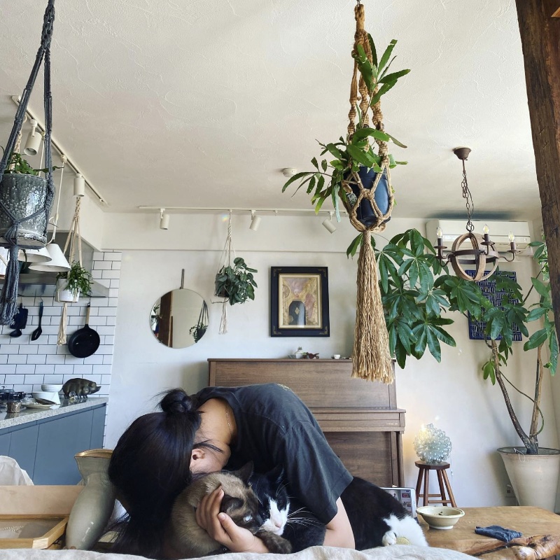 Instagramで公開した青木さんの愛娘と猫の写真（Ph／青木さやかさんInstagramより）