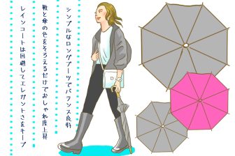 雨の日コーデは「傘と靴を同色でそろえる」がおしゃれのポイント　大人女性のレイングッズの選び…