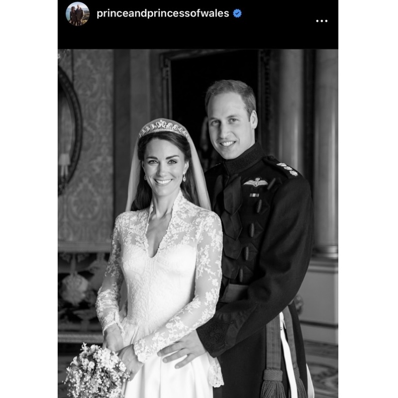 4月29日はウィリアム皇太子＆キャサリン妃の結婚記念日（ウィリアム皇太子夫妻公式インスタグラムより）